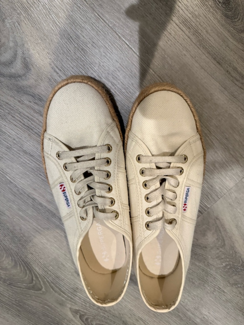 Superga Beige Canvas Lace-Up women’s sneakers size 10